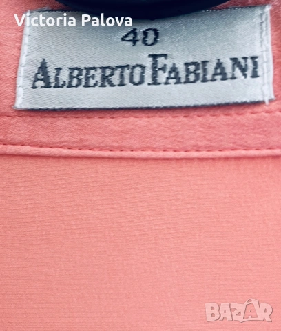 Alberto Fabiani 100% коприна – luxury oversized риза в цвят Peach Amber Италия, снимка 4 - Ризи - 54725647