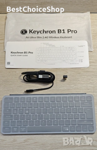 Keychron B1 Pro ултратънка безжична Bluetooth/2.4 G/кабелна, лека с 1200 часа живот на батерията, снимка 3 - Клавиатури и мишки - 55069692