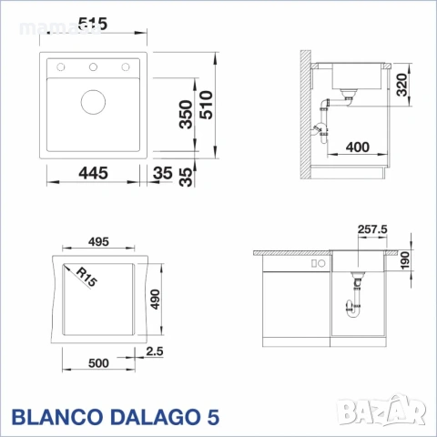 Продавам гранитна вивка Blanco Dalago 5 в сиво, снимка 2 - Мивки - 54975924