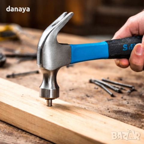 6546 Чук с гумирана дръжка, универсален строителен чук за пирони и ремонти, снимка 4 - Други - 54064827