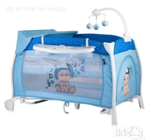 LORELLI I'Lounge 2 Rocker Blue Music Boy Бебешка Синя Сгъваема Кошара С Люлеещ Механизъм На 2 Нива