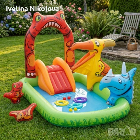 Водна площадка Bestway Jurassic 53160 – Детски мини аквапарк с пързалка и пръскачки, снимка 9 - Надуваеми играчки - 54483610