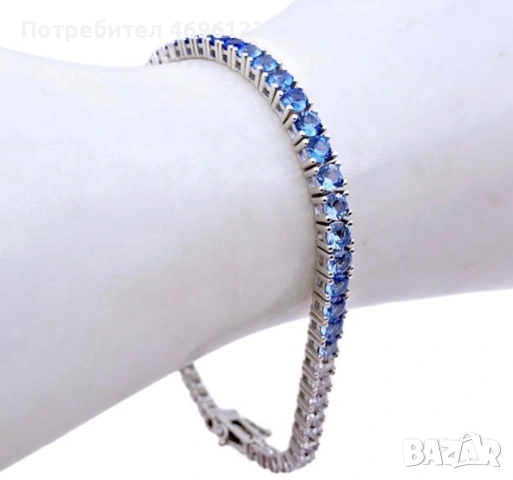 Сребърна Тенис Гривна, снимка 2 - Гривни - 54004783