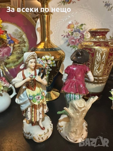 Sitzendorf Germany  “ Цветарите” класически немски фигури от средата на 20 век Код P2077, снимка 2 - Декорация за дома - 54035049