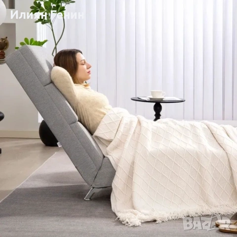 HOMCOM Тапициран фотьойл с облегалка, снимка 7 - Дивани и мека мебел - 54086448