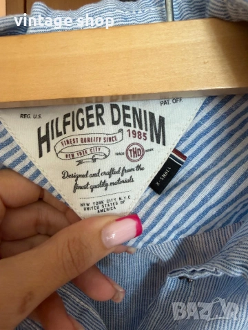 Риза морски десен райе Tommy Hilfiger, размер S/XS, снимка 8 - Ризи - 54627210