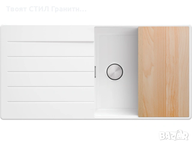 Бяла кухненска мивка от гранит Копенхаген 1000x500 Top 60, снимка 2 - Мивки - 55123819