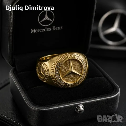 Масивен мъжки пръстен Mercedes Luxury с кристали