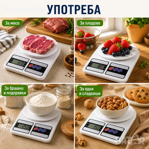 Точна електронна кухненска везна кантар за храна злато кафе до 7кг, снимка 3 - Везни - 29265089