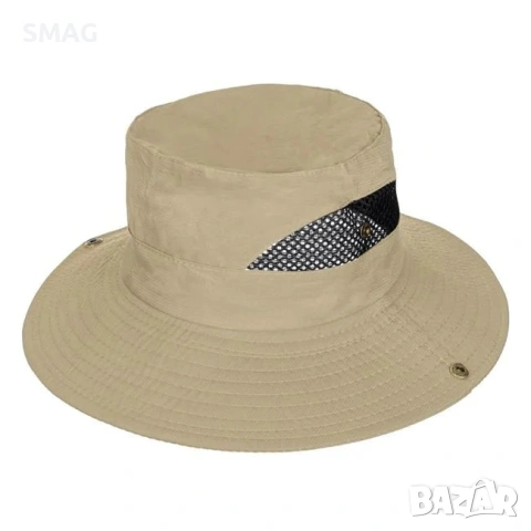 Мъжка bucket шапка бежова с мрежа и копчета_1224691, снимка 4 - Шапки - 54923271