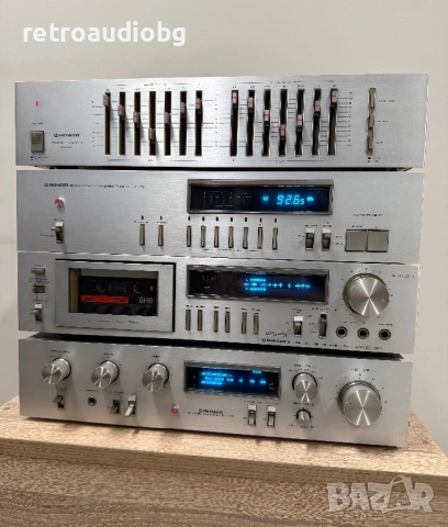 🔉ТОП ретро аудио сет PIONEER синя серия - слим - усилвател, тунер,  дек и еквалайзер🔈, снимка 2 - Аудиосистеми - 54543602