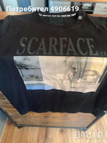 Ефектна мъжка тениска Philipp Plein x Scarface с Ал Пачино (Размер XL) – КАТО НОВА!, снимка 2 - Тениски - 55543188