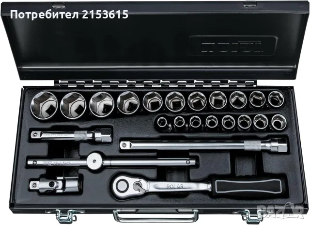 POLAR TOOLS 1/2" гидория 24 части качествени вложки камъни комплект хром ванадий made in Denmark