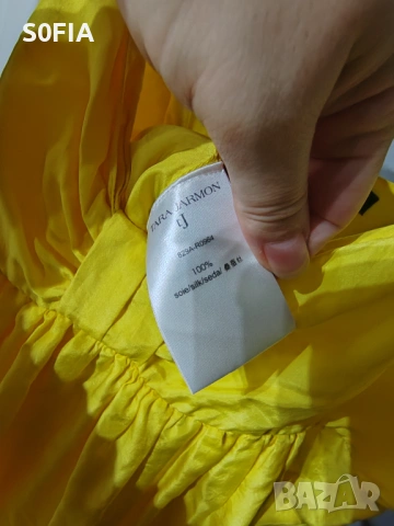 Френска жълта копринена рокля Tara Jarmon , снимка 3 - Рокли - 54025096