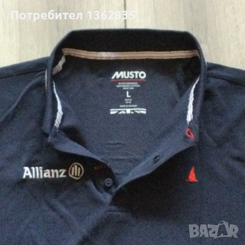 НОВА оригинална синя тениска с яка MUSTO размер L / 52 от Германия, снимка 9 - Тениски - 53958672