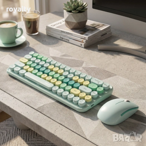 Комплект безжична клавиатура и мишка MOFII Bean, 2.4G - ергономичен дизайн и компактни размери