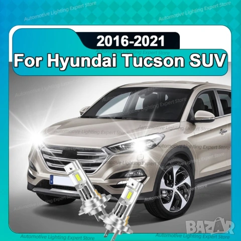 H7 LED крушки с турбо вентилатор за Hyundai Tucson – мощна 6000K бяла светлина, висока яркост и дире
