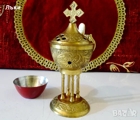 Бронзово кадило,православно,не ползвано. , снимка 2 - Антикварни и старинни предмети - 55364142