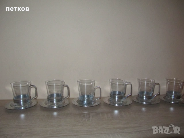  стъклен сервиз за кафе и чай от 1984г., снимка 5 - Антикварни и старинни предмети - 54239472