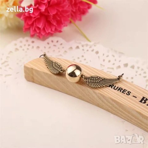 Гривна Harry Potter Golden Snitch & Deathly Hallows – Златиста/Сребриста, Метална сплав, 23 см 10122, снимка 7 - Гривни - 54658626