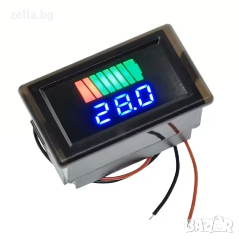 Индикатор за ниво на батерия 12V 24V 48V 60V 72V – LED волтметър с 8 сегмента за автомобил 10199