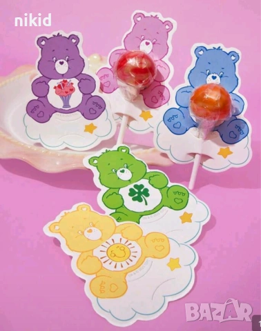 25 бр Грижовните мечета мече The Care Bears картонени парти поставки за близалки