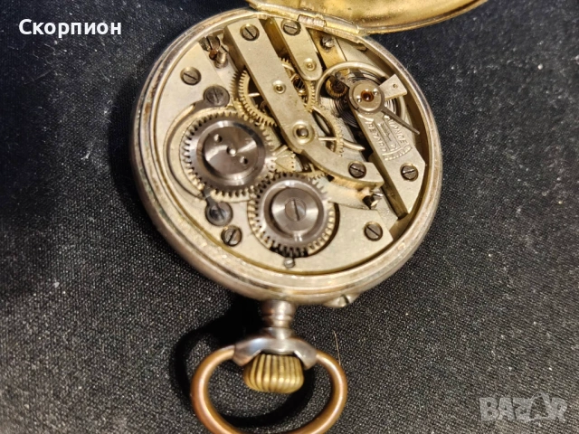 Швейцарски СРЕБЪРЕН джобен часовник с позлата - 10 РУБИНА - ПРОМОЦИЯ, снимка 7 - Джобни - 48834021