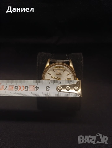 Часовник ELGIN PRESIDENT DAY QUARTZ GOLD DIAL FC-401 JAPAN, снимка 5 - Антикварни и старинни предмети - 54393487