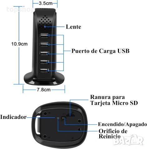 Чисто ново TuyaSmart функционално 5-порта USB зарядно със скрита WiFi камера HD 1080P  Продавам висо, снимка 7 - IP камери - 54717415