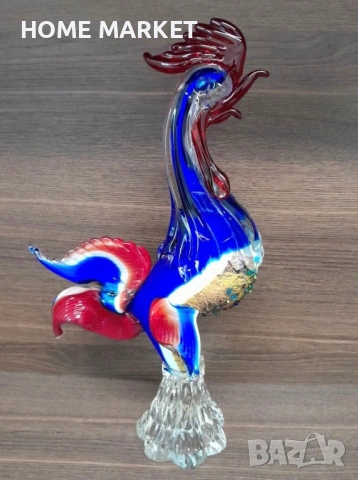 Murano Italy   Glass Cockerel “Французинът” елегантен, грандиозен и великолепен петел , снимка 7 - Други ценни предмети - 54618225