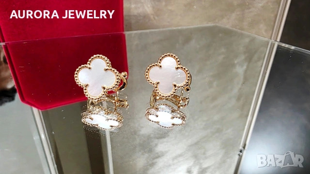 Van Cleef & Arpels VCA Rose Gold Mother of Pearl Vintage Alhambra Clips Дамски Обеци