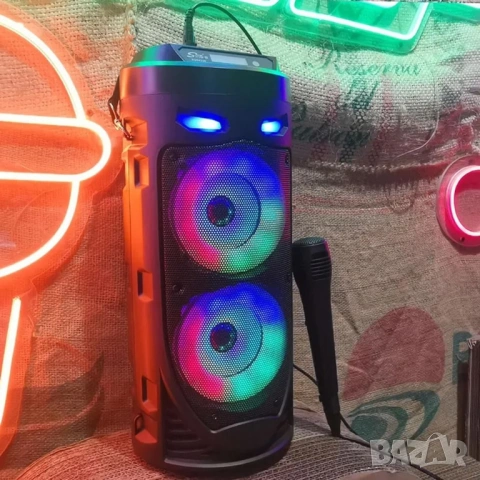 Мощна Преносима Bluetooth Тонколона ZQS4239S с LED Светлини, FM Радио и Караоке Микрофон, снимка 17 - Тонколони - 54366003