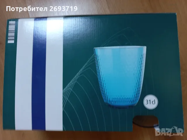 6 сини стъклени чаши, снимка 2 - Чаши - 55363341