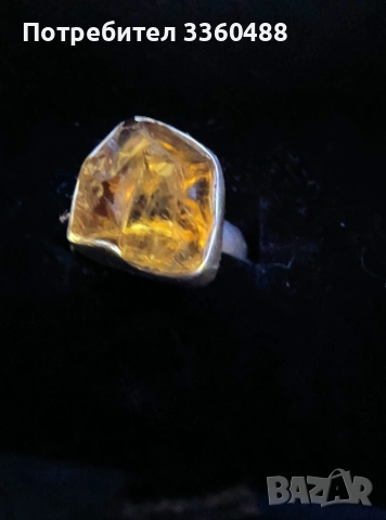 сребърен пръстен с необработен цитрин , снимка 4 - Пръстени - 54145269