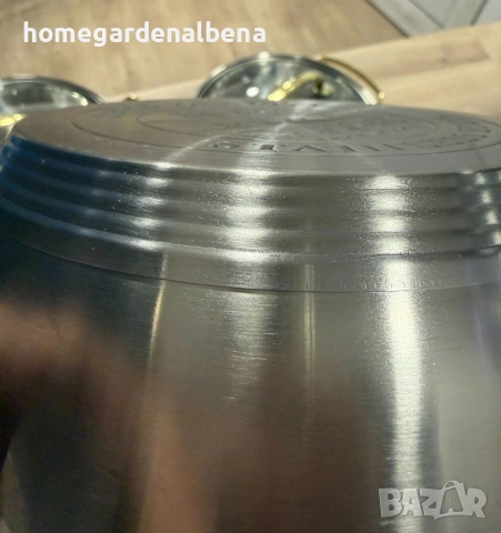 Луксозен комплект тенджери от неръждаема стомана със златни дръжки – 3 броя, снимка 3 - Съдове за готвене - 54166587