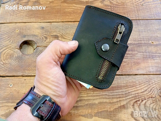 Ръчно изработен мъжки кожен портфейл 