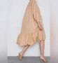 ZARA Стилна бежова памучна рокля , снимка 3