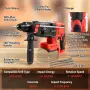 Акумулаторен перфоратор/къртач тип “hammer drill” с 3 свредла, SDS-Plus и помощна дръжка, снимка 7