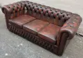 Оригиналне кожени диван Chesterfield Честърфийлд естествена телешка кожа Внос, снимка 1