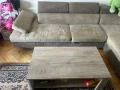 Ъглов разтегателен диван + табуретка + маса – запазен няма скъсано протрито , снимка 6