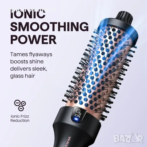 Термочетка Wavytalk Blowout Boost 38 мм Кръгла Четка с горещ въздух с дисплей, снимка 4 - Маши за коса - 55491871