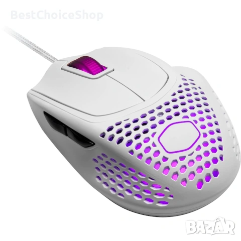 Геймърска мишка Cooler Master MM720, матово бяла, 16000 DPI, RGB и форма на захвата тип „нокът“