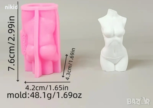3D женско тяло по бански бельо силиконов молд форма фондан шоколад гипс декор свещ