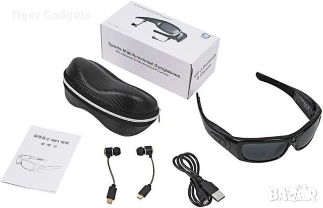 Спортни Bluetooth смарт очила с Full HD 1080P камера, MP3, разговори и UV защита, снимка 5 - Камери - 55421280