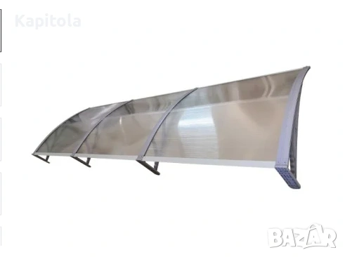 Навес от поликарбонат 300см × 120см - Сив/Прозрачен, снимка 5 - Други - 54066932