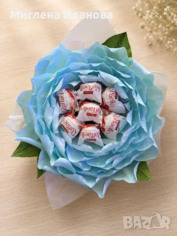 Букети от бонбони/цветя от хартия , снимка 3 - Декорация за дома - 36434272