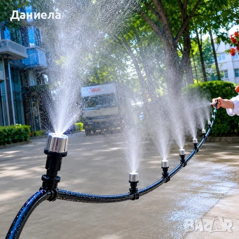 Капково напояване за градина, тераса, балкон и охлаждане - Водна завеса 15м с 15 дюзи, снимка 7 - Други стоки за дома - 55060855