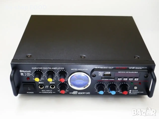 Усилвател UKC AV-339B с Bluetooth и караоке, FM, SD, USB, BLT, 2x120W , снимка 4 - Ресийвъри, усилватели, смесителни пултове - 54039267