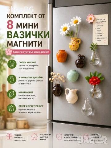 Магнитни мини вазички за хладилник „Mini Fridge Vases“ – комплект декоративни магнити