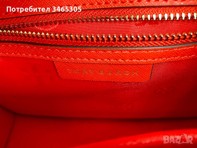 Tory Burch дамска червена кожена чанта, снимка 7 - Чанти - 54663647
